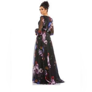 Mac Duggal Black Chiffon Maxi Dress
